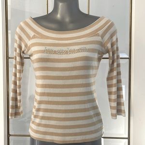 BEBE Beige and White Shirt